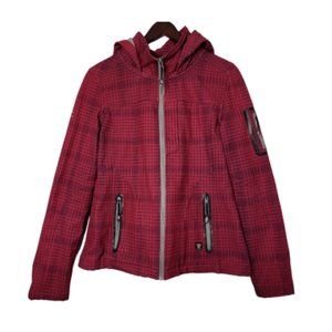 Point Zero Red Hooded Jacket Raincoat Windbreaker Size M